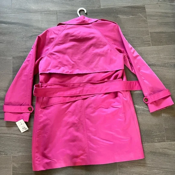 NWT Ellen Tracy Women's Vibrant Pink Trench Coat - Picture 2 of 8
